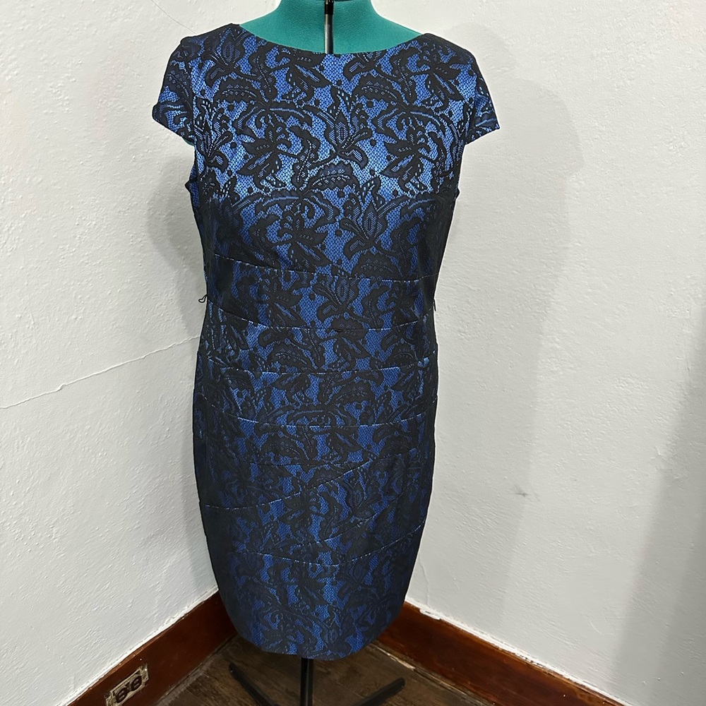 Alyx Black and Blue Lacy Evening Dress
